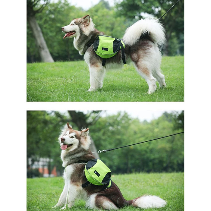 Рюкзак для собак середніх та великих порід, сумка-рюкзак для подорожей, прогулянок та тренувань, водонепроникний, з регульованою шлейкою та ручкою (зелений, L, 28-40 кг)