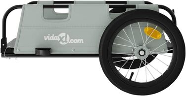 Причіп для велосипеда для собак, сірий, з оксфордської тканини та металу. Зручний для транспортування, легко монтується.