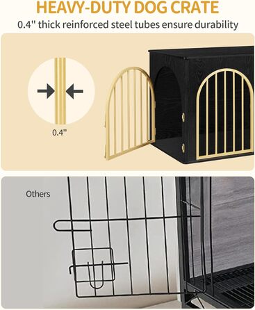 Клітка для собак Hzuaneri, 100 см, 3 двері, сучасний дизайн, чорне золото DFC84104A
