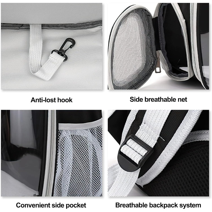 Рюкзак для кота/собаки Galatée, переноска для домашнього улюбленця, водонепроникний, прозорий, чорний, 35*45*28 см