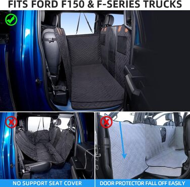 Чохол на сидіння для собак ABE, універсальний для вантажних автомобілів, авто та заднього сидіння, чорний (F150, F-Series)