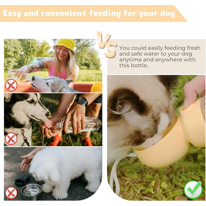 Водяна пляшка для собак BRIMFULITE з мискою та кормушкою, витривала та легка, для подорожей та прогулянок, зелена