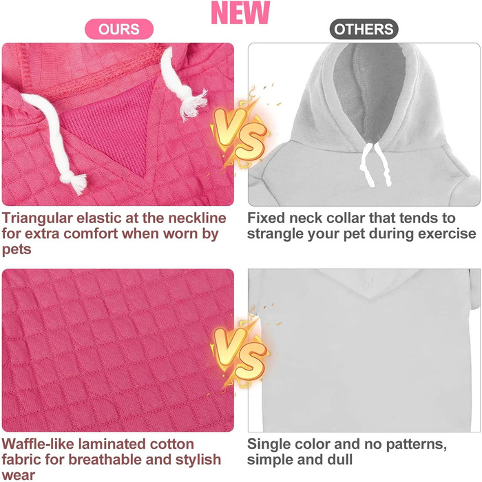 Пуловер з капюшоном для великих собак BEAUTYZOO з кишенями, одяг для собак, підходить для хлопчиків та дівчаток, вафельна тканина, бавовна з ламінуванням, теплий халат для тварин з отвором для шапки, розмір 2XL (довжина спини: 68.6 см, обхват грудей: 90.2