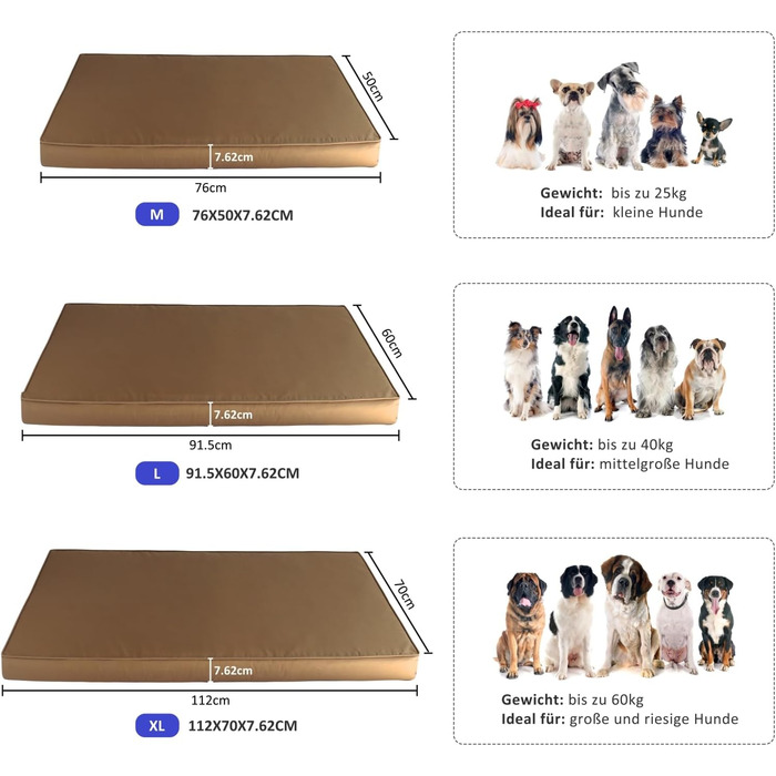 Ортопедичне собаче ліжко з еко-фоамілу (Eory Foa) – 2-шарова конструкція, знімний чохол, коричневий колір, розмір XL