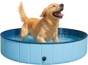 Зручний надувний басейн для собак та котів, розкладний, з клапаном для зливу води, антиковзаюча поверхня, різні розміри (80 x 20 см)