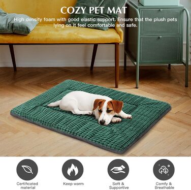 Ортопедичне ліжко для собак BVAGSS, миється, м'яке, тепле, для маленьких, середніх та великих собак, 76x50x4 см, 54x33x4 см, зелене