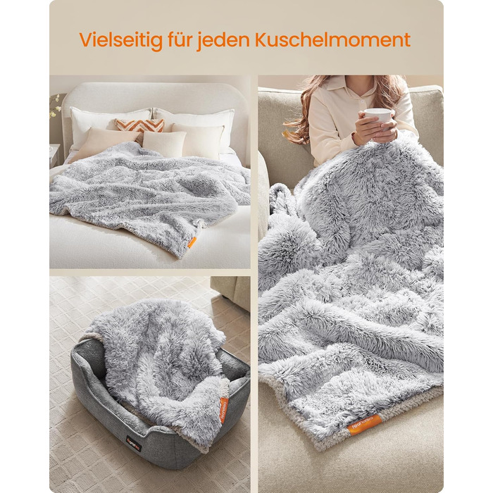 Водонепроникний килимок для собак Feandrea з довгим плюшем, XXXL (229 x 203 см), Sherpa, двосторонній, для собак, людей, котів