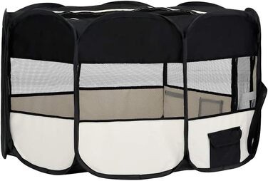Складаний вольєр для цуценят vidaXL 145x145x61 см, чорний, переносний загін для собак