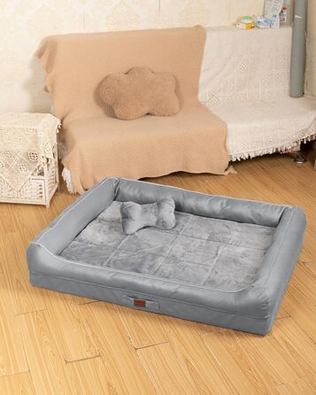 Лягушкове ліжко для собак Raikou з знімним подушкою, м'яке та миється – місце для сну, подушка для собак, собаче ліжко, лежанка для собак – високоякісне ліжко для тварин для вашого вірного компаньйона. (80 * 60 * 7см) (100*80*9см, світло-сірий)