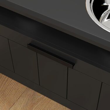 Станція годування для собак PawHut з піднятою мискою, повільною годівницею та 2 мисками з нержавіючої сталі, ящик для зберігання 25л, для великих та екстра-великих собак, білий (чорний)