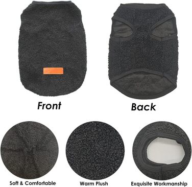 Теплий флісовий жилет для собак - чорний, великий розмір (Чихуахуа, Пудель, Тедді)