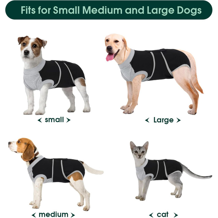 Захисний одяг Kuoser M для собак після операції (для сук та кобелів) – дихаючий захисний костюм, альтернатива електронному нашийнику. Розміри: спина 34-41 см, груди 49-59 см, чорний