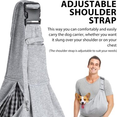 Сумка-переноска для собак, регульований плечовий ремінь, переноска для домашніх тварин, для маленьких собак та котів, для прогулянок, вантажопідйомність до 7.5 кг (Сіра)