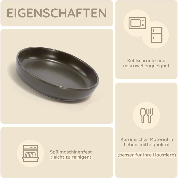 Набори мисок для котів SPUNKYJUNKY 3 шт. з кераміки, сірі, 300 мл