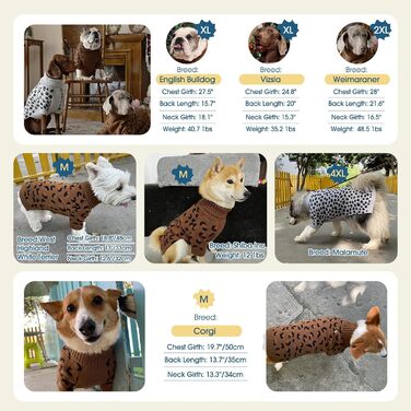 ROZKITCH Пуловер для собак середнього та великого розміру, теплий в'язаний пуловер, зимовий одяг для хаскі, біглів та догів, сірий, розмір L (спинка: 40 см)