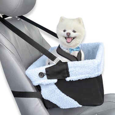 Автокрісло для собак Cozy Boost, з повідком, плюшева підстилка, складаний корпус, для малих і середніх собак, цуценят і домашніх тварин, розмір L, чорний/синій