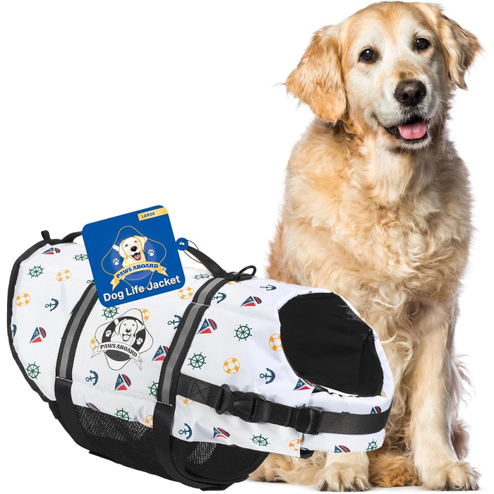 Жилет для плавання собак Paws Aboard – регульований, світловідбиваючий, зручний, розміри XXS-XL