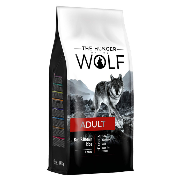 Сухий корм для собак великих та дуже великих порід The Hunger of the Wolf з яловичиною та цільнозерновим рисом для здоров'я суглобів, 14 кг
