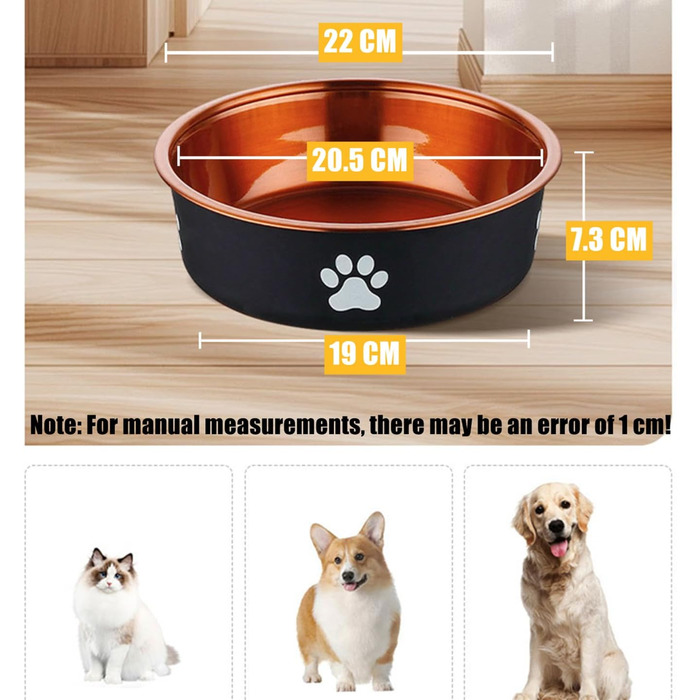 Набір з 2 мисок для собак з нержавіючої сталі, 22 см. Глибокі миски для корму та води для середніх та великих собак. Миски для тварин, годівниця, поїлка.