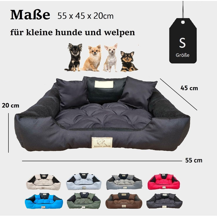 Крісло-лежанка для собак KING DOG S, 55 x 45 см, чорне, водонепроникне, з можливістю персоналізації (ім'я собаки)