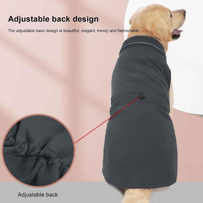 Тепла куртка для собак, регульована жилетка, вітронепроникна світловідбиваюча зимова жилетка, тепла жилетка для собак з отвором для шлейки, для маленьких, середніх та великих собак, леопардовий принт, розмір M