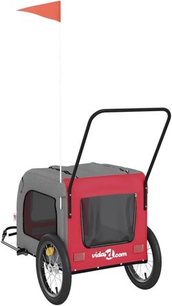 Причіп для велосипеда для собак, червоний та сірий, Oxford-тканина та метал, LH25839