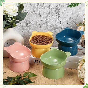 Набір мисок для котів Suclain з підняттям, форма ведмедика, анти-блювотні, для котів та маленьких собак, 12 шт.