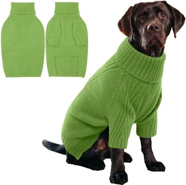Зелений теплий пуловер для собак IECOii з коміром-роллером, для маленьких, середніх та великих собак, для чихуахуа, французького бульдога, лабрадора (XXX-Large, GrassGrün)