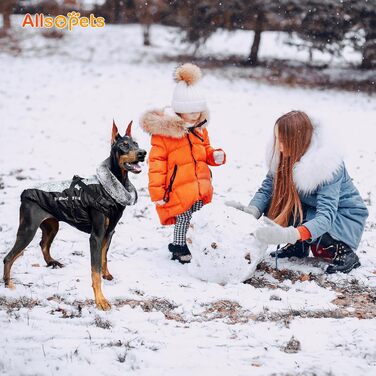 Водонепроникний теплий зимовий одяг для собак ALLSOPETS: куртка з відбиваючими смугами, тепла жилетка для холодної погоди (білий, 5XL)