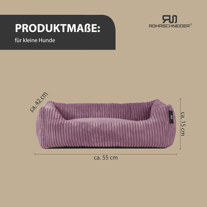 Крісло-ліжко для собак Rohrschneider | для маленьких та середніх собак | з подушкою Cord | 2 розміри (55x42 см / 70x50 см) | з пакетиками для відходів (Altrosa 55 см, Cordstoff breit)