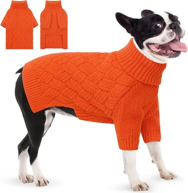 Пуловер для собак AOFITEE Dachshund, теплий зимовий пуловер з ролетним коміром, фліс, для такс, маленьких, середніх та великих собак, помаранчевий (M)