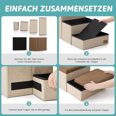 Сходинка для собак маленьких порід зі зберіганням, широка, складна для ліжка та дивану, з неслизьким покриттям, вологостійка (3x97x56 см), колір: коричневий, 4 ступінці, розмір: 43x97x56 см