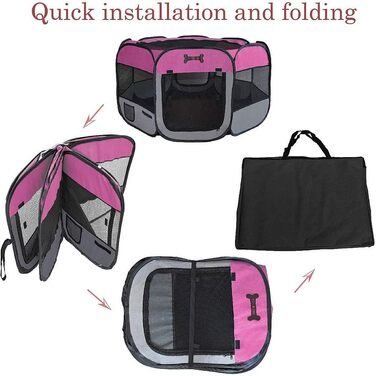 Клітка для цуценят Melko 125x125x64 см, розкладна, для собак, котів, кроликів (Рожева)