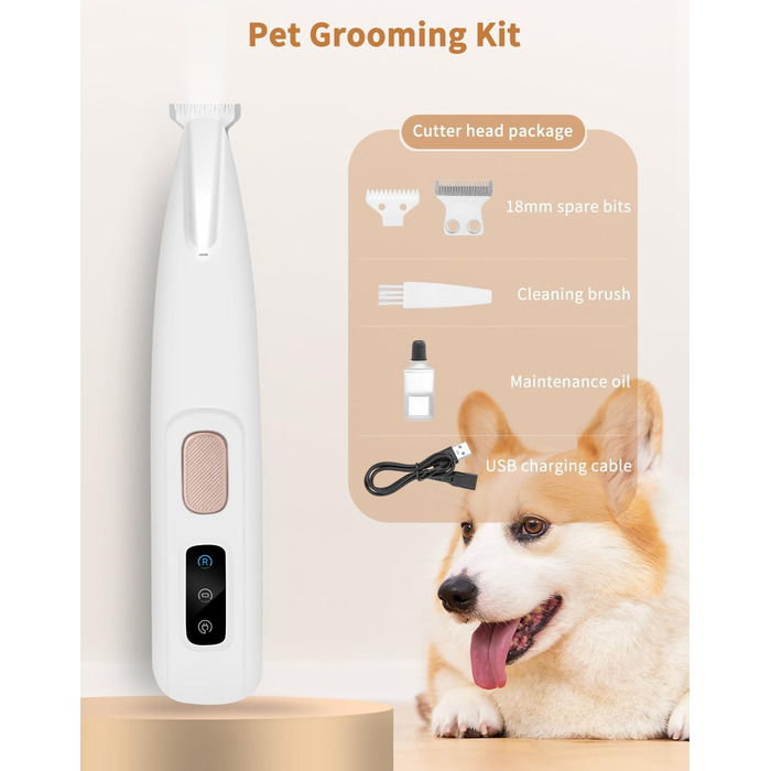 Професійний триммер для собак та котів PawTrim Pro: безшумний, акумуляторний, з LED-підсвічуванням, вологостійкий, бездротовий. Ідеально для обрізки подушечок лап, зони навколо очей.