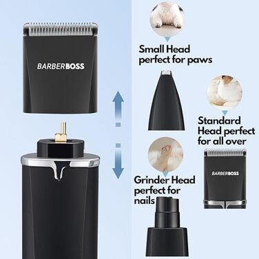 Професійний набір для стрижки собак та котів BarberBoss: бездротові стригучі машинки з керамічним лезом, для густого та жорсткого хутра, водонепроникні