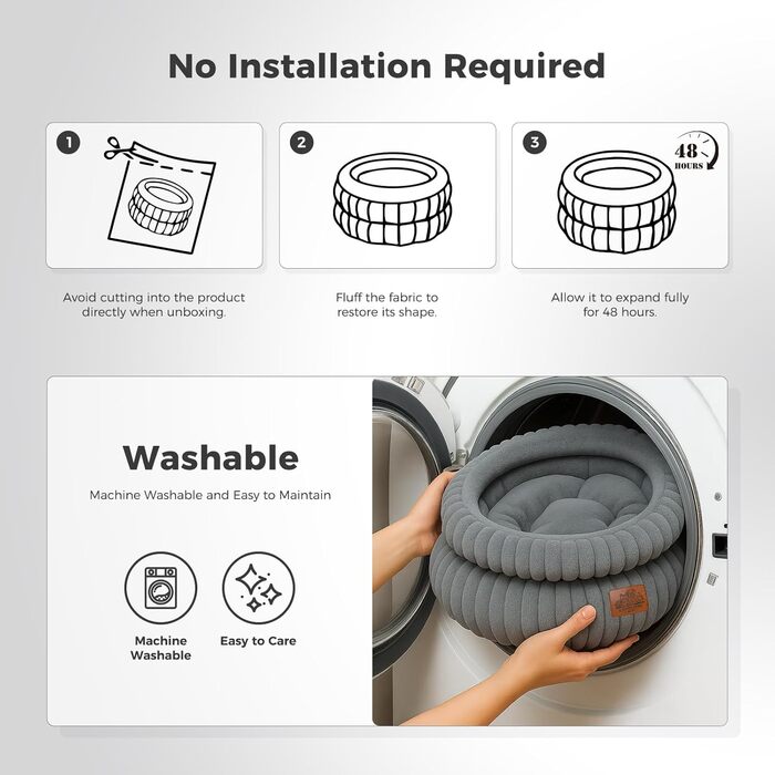 Килимок для кота PAWZ Road, м'який, круглий, сірий, 51x51x20 см