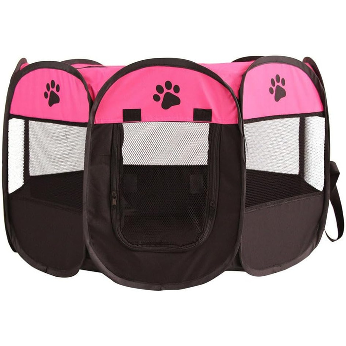 Клітка-забіг для цуценят та тварин, 74x74x43 см. Підходить для собак, котів, кроликів та інших дрібних тварин. Для використання в приміщенні та на вулиці (Рожева)