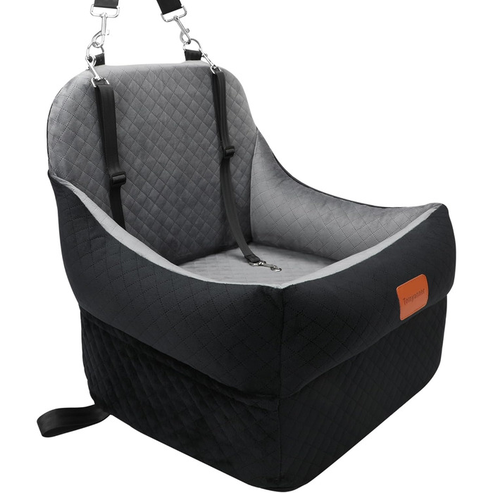 Підвищення для собак в автокрісло - для маленьких та середніх собак (H-Schwarz/Grau), чорний зовні, сірий всередині, 13,6 кг