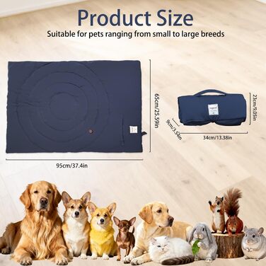 Килимок для собак та котів, 95x65 см, ортопедичний, вологостійкий, для подорожей, авто, outdoor (Блакитний)