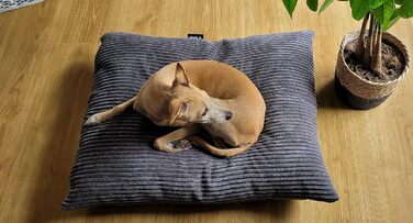 Лежак для собак 4L Textil ZOE, велюровий, знімний чохол, великий, 120x100 см, графіт, для великих собак, праний