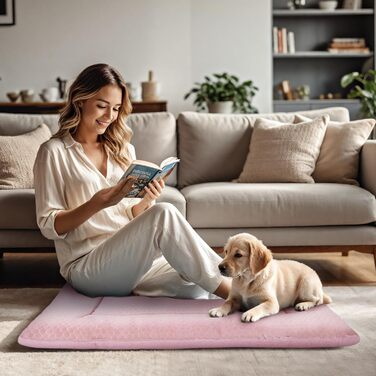 Килимок для собак BVAGSS: комфортне ліжко для маленьких, середніх та великих собак (91x58 см, Рожевий)