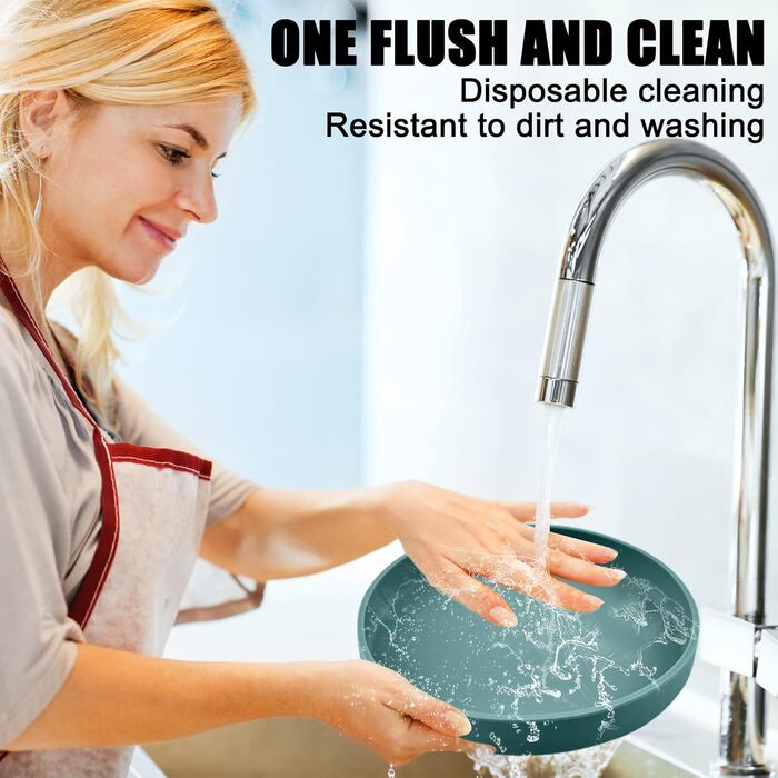 Набір з 4 миски для котів, 18 см, силікон, для сухого та вологого корму (блакитний, зелений, жовтий)