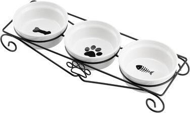 Набір мисок для тварин Navaris (3 шт.) - миски для котів та собак, кераміка, 350 мл, білий