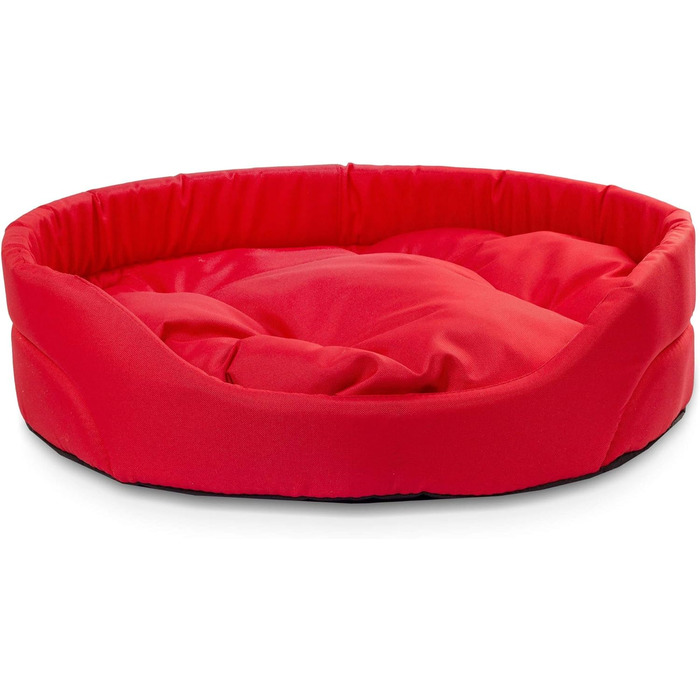 Крісло-ліжко для собак середніх порід, овальне | Зносостійке лежання для собак з подушкою | Кошик для собак | Поліестер, червоний, L (57x52 см)