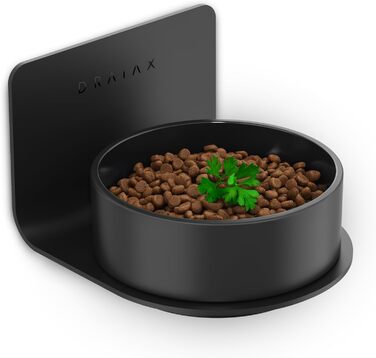 Миска для котів та собак DRAIAX ElegantFeed S: керамічна, піднята, для настінної установки, чорна