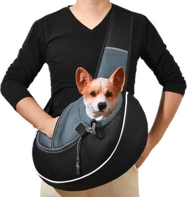 Сумка-переноска для собак, регульована, для собак і котів, з дихаючої сітки, для подорожей, чорна (0.5-3 кг)