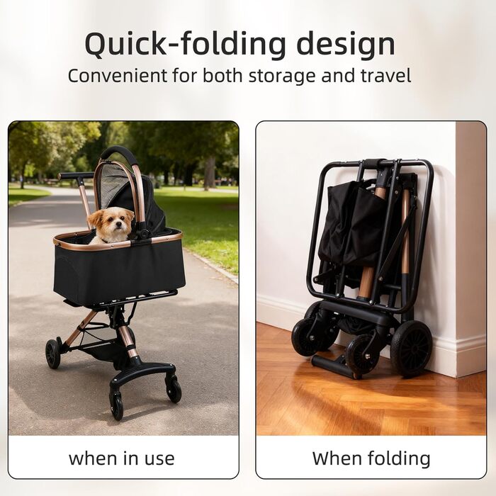 Дитяча коляска для тварин, бугі, складна, для собак та котів, чорна, до 20 кг