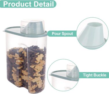 Контейнери для корму для собак 3 шт., 2,5 л, 15 x 23 см, контейнери для зберігання корму для домашніх тварин з мірними склянками, герметичні контейнери для корму для собак з виливною горловиною, пластикові контейнери для корму для котів