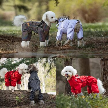 Дощовик для собак, регульований, з 4 лапами, водонепроникний, вітронепроникний, світловідбиваючий, для малих та середніх собак, розмір M, (3XL: Довжина спини: 41см, Чорний)