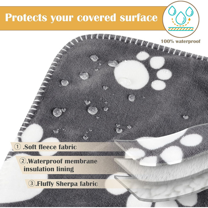 Водонепроникний плед для собак Kritter Planet, м'який та пухнастий, 75x130 см, темно-сірий, захист для авто, дивана, крісла, легко миється